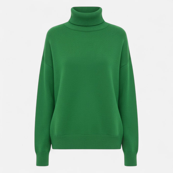 Valmonti | Women’s Wool-Blend Turtleneck Sweater – Oversized Thick Knit