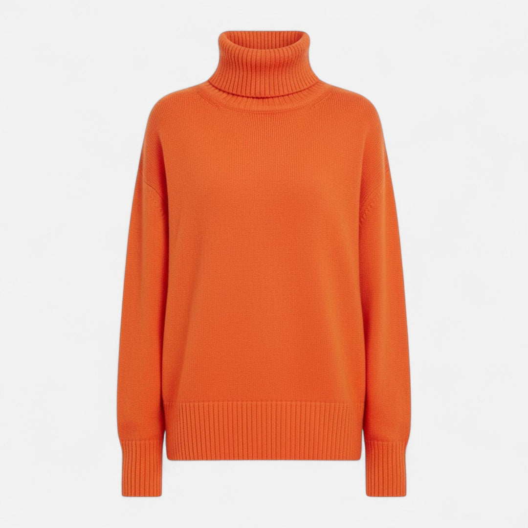 Valmonti | Women’s Wool-Blend Turtleneck Sweater – Oversized Thick Knit