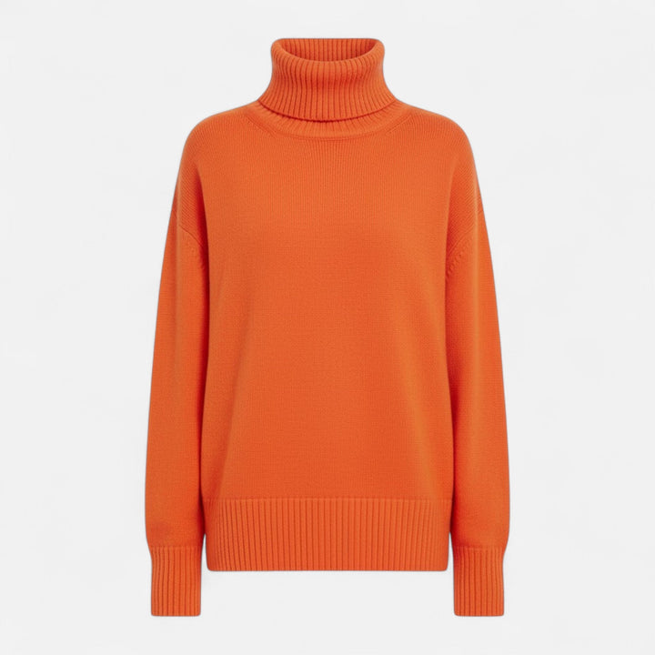 Valmonti | Women’s Wool-Blend Turtleneck Sweater – Oversized Thick Knit