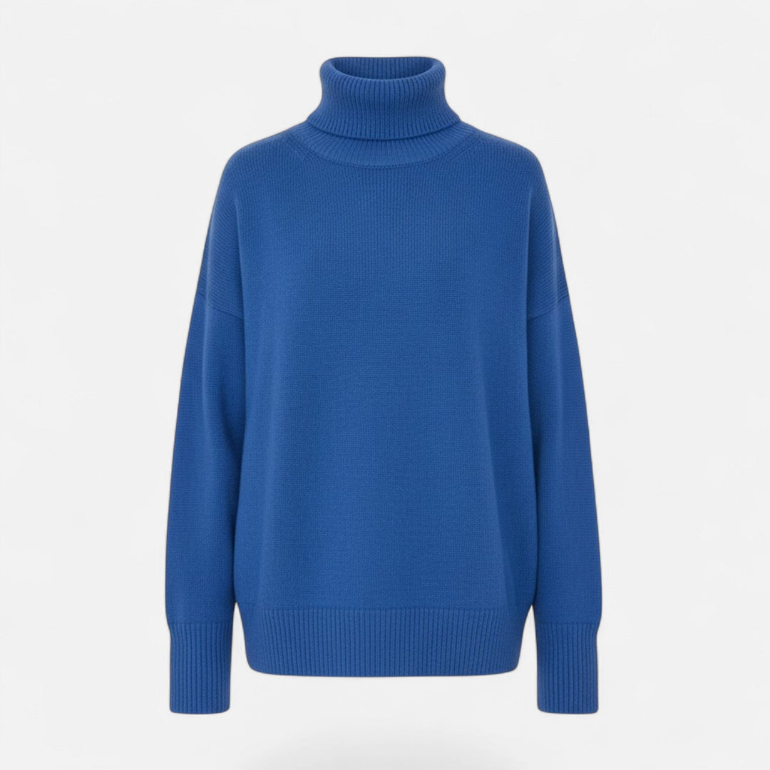 Valmonti | Women’s Wool-Blend Turtleneck Sweater – Oversized Thick Knit