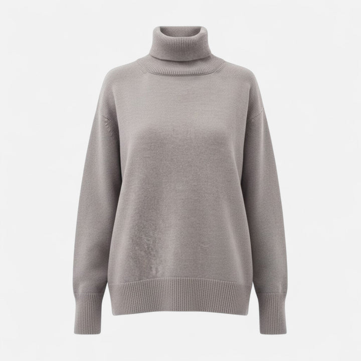 Valmonti | Women’s Wool-Blend Turtleneck Sweater – Oversized Thick Knit
