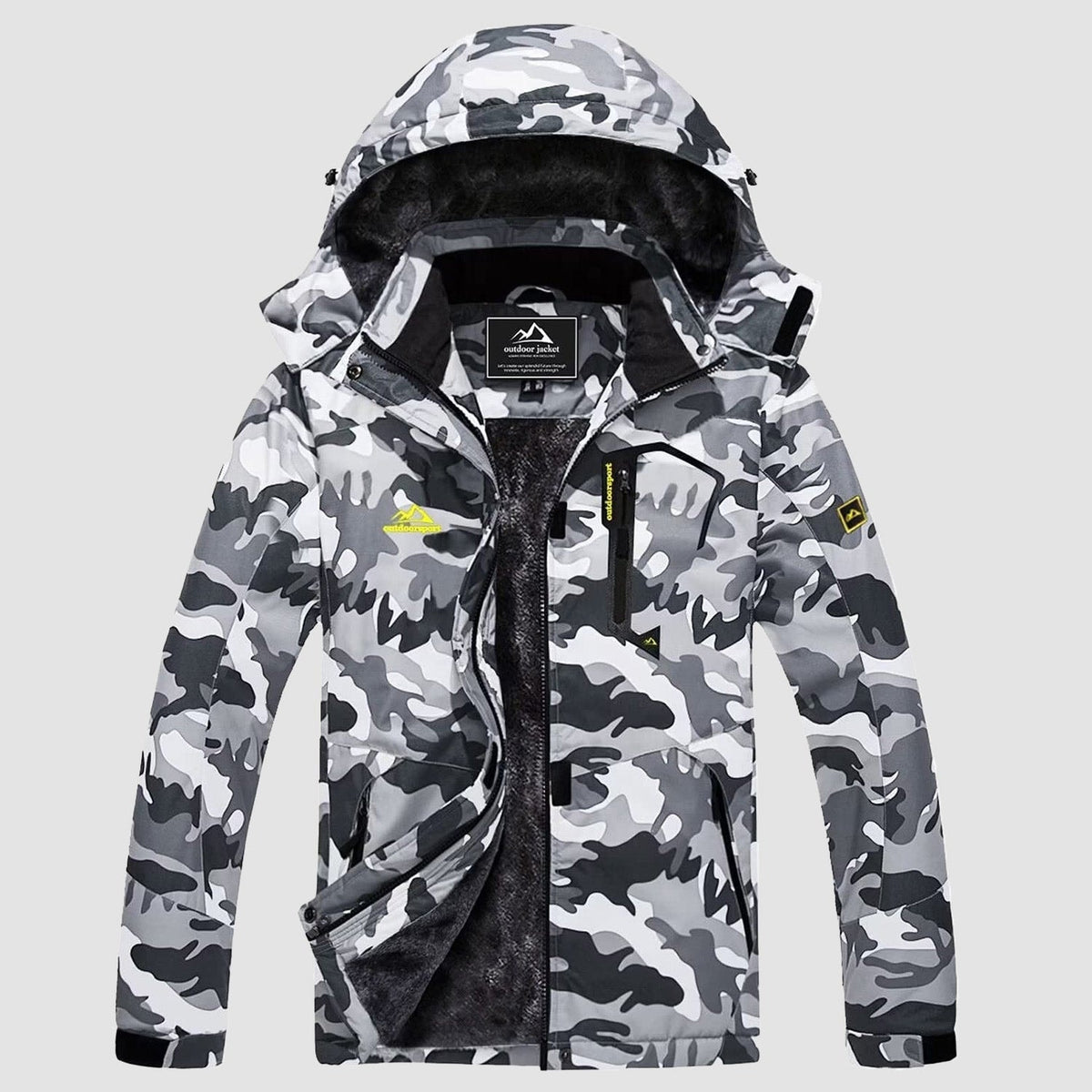 Grey Camo MAGCOMSEN Women's Water-Resistant Fleece Ski Jacket with 4 Pockets in #Color_Grey Camo