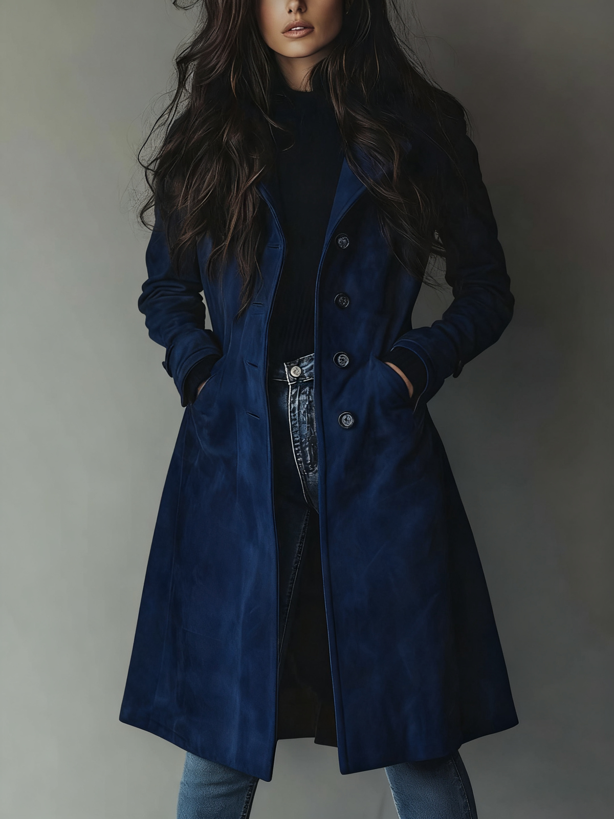 Rylee | Women's Suede Longline Button Front Trench Coat