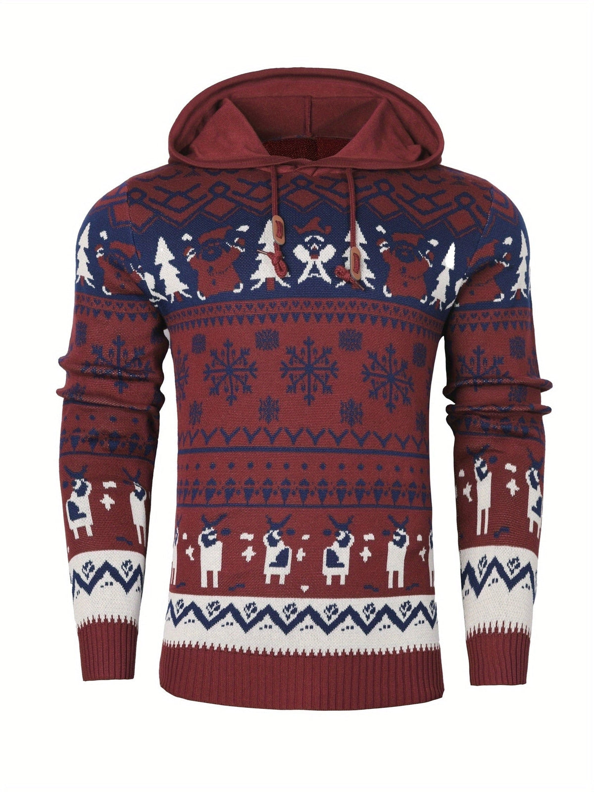 Asher | Men's Reindeer Knit Hooded Christmas Sweater