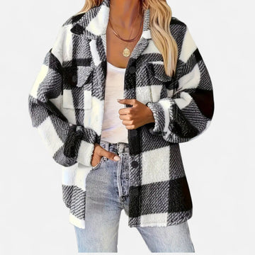 Althea | Women's Plaid Fleece Shacket Jacket