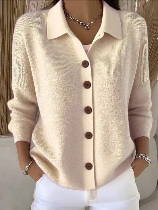 Women’s Button Knit Cardigan with Relaxed Collar