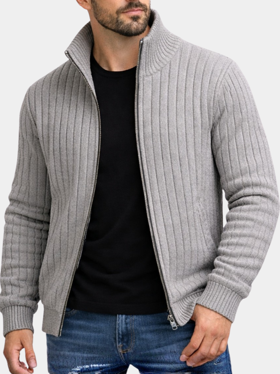 Austin | Men's Ribbed Knit Zip Up Cardigan Jacket