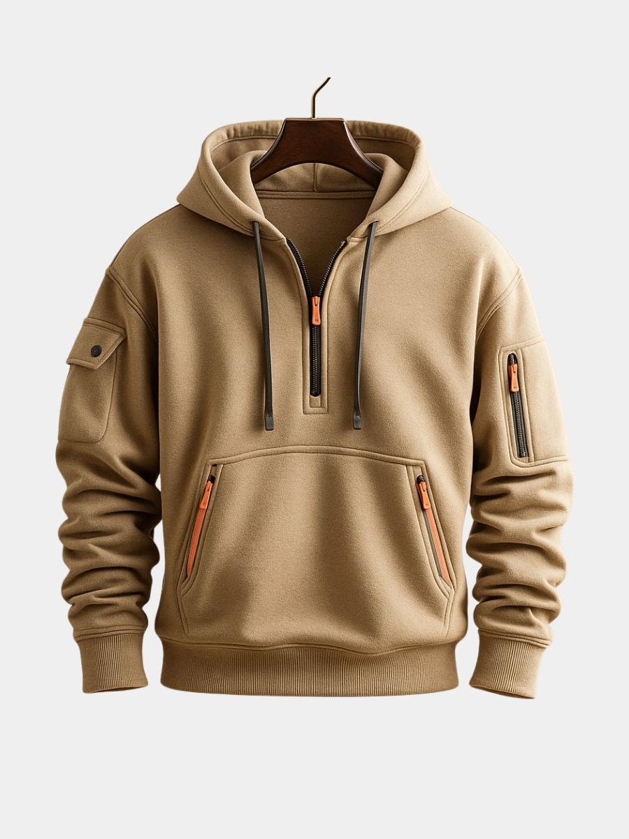 Elliot | Half Zip Fleece Hoodie with Cargo Pocket for Men