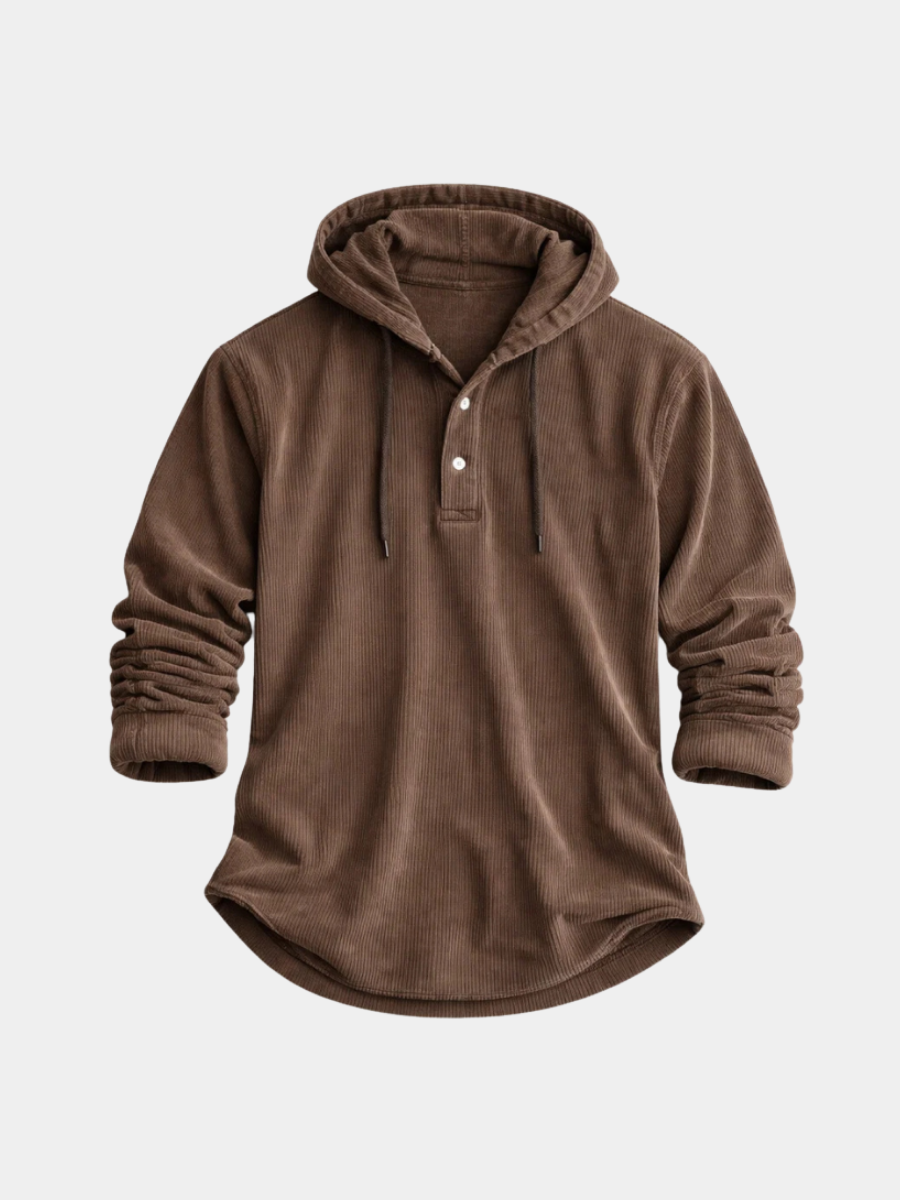 Beckett | Men's Corduroy Ribbed Hooded Henley Pullover