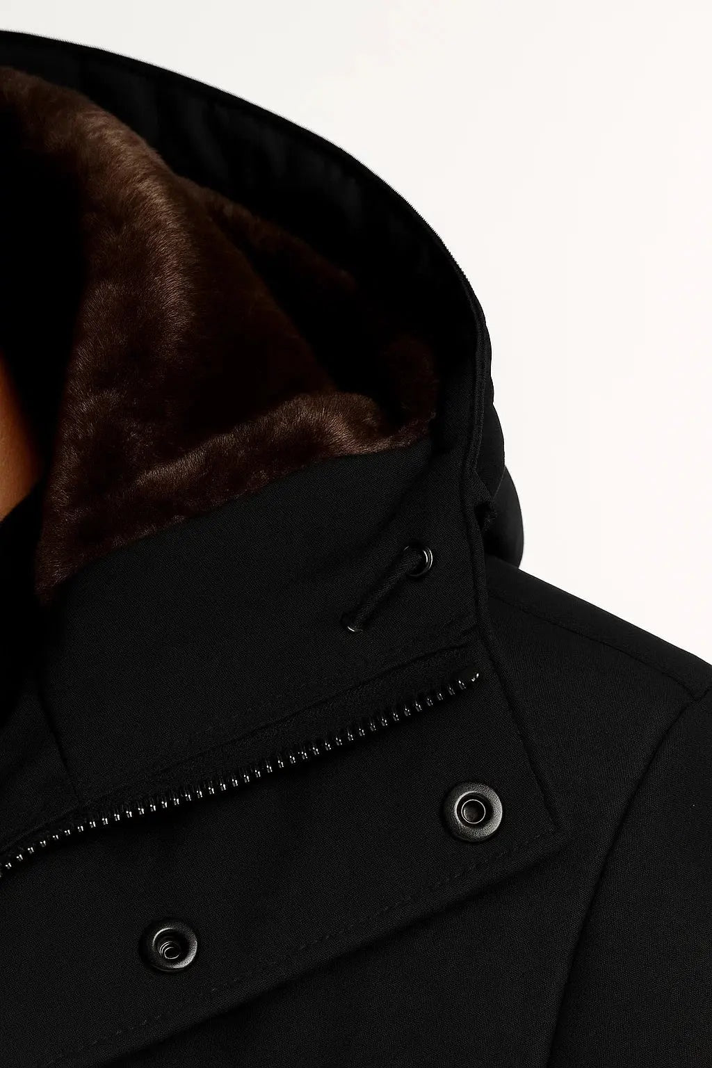Harrington Oxford | Men's Winter Jacket Black Lambswool Oversized Hooded Thick Padded Jacket Harrington Oxford