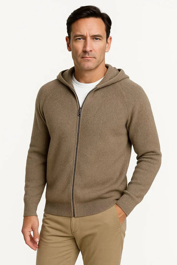 Harrington Oxford | Men's Cardigan Merino Wool Hooded Thick Knit Jacket Harrington Oxford