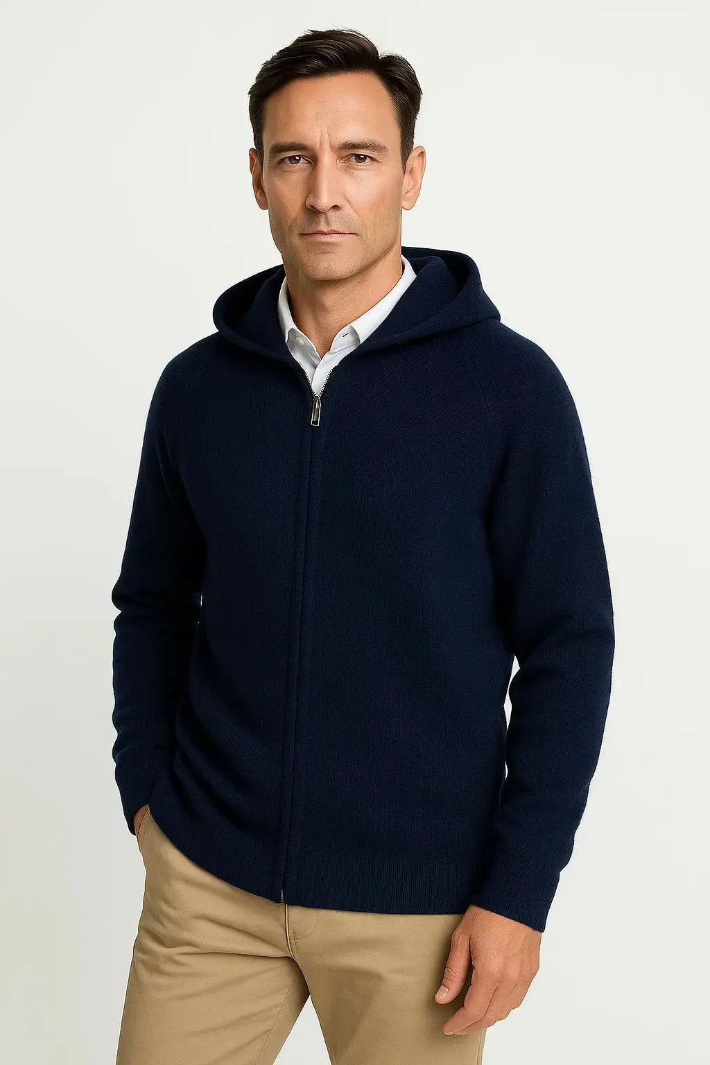 Harrington Oxford | Men's Cardigan Merino Wool Hooded Thick Knit Jacket Harrington Oxford