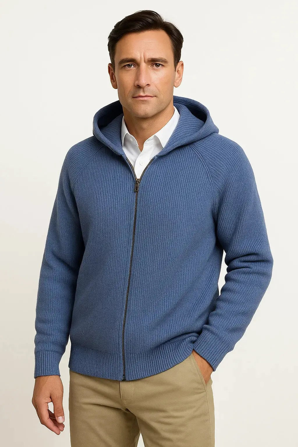 Harrington Oxford | Men's Cardigan Merino Wool Hooded Thick Knit Jacket Harrington Oxford