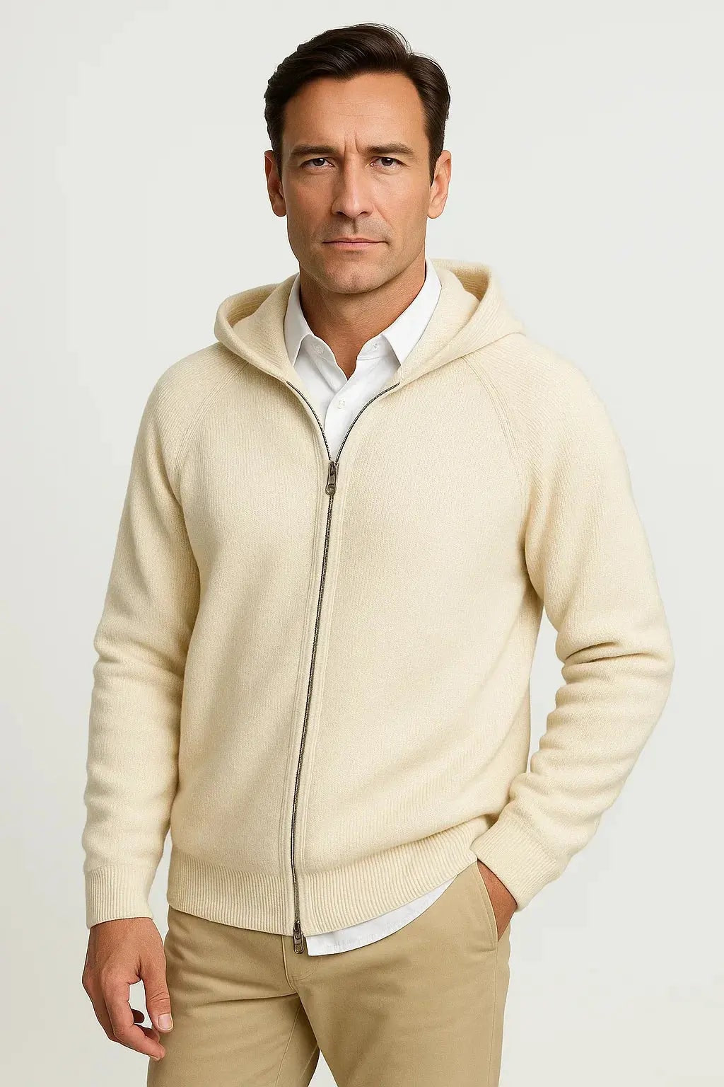 Harrington Oxford | Men's Cardigan Merino Wool Hooded Thick Knit Jacket Harrington Oxford
