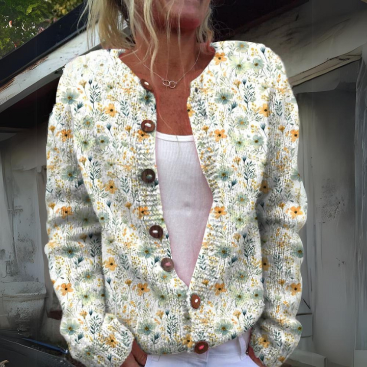 Women’s Printed Button Cardigan Long Sleeve Casual Knit