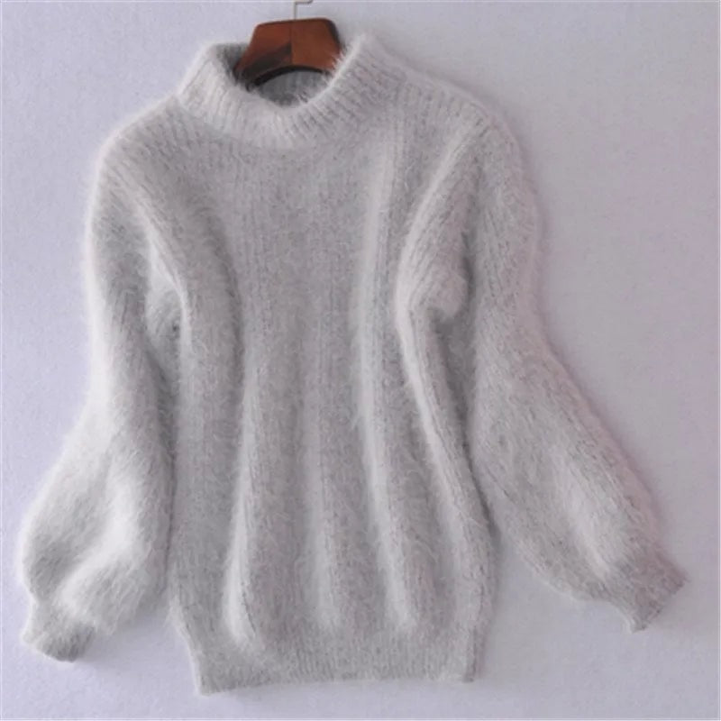 Casual Angora Knitted Women's Sweater - Livia-Gray-S-Nora Luxe