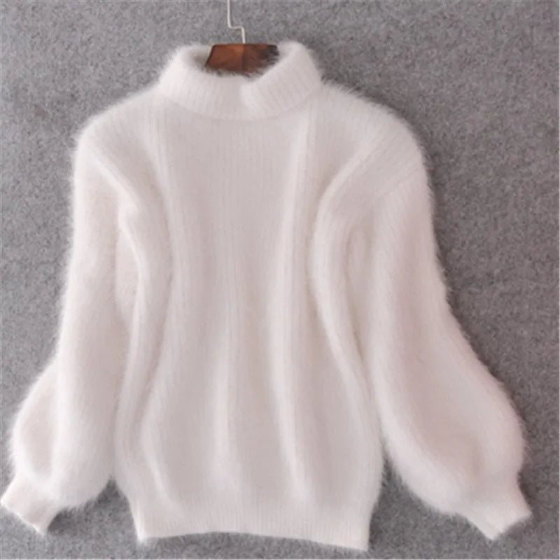 Casual Angora Knitted Women's Sweater - Livia-Blue-S-Nora Luxe