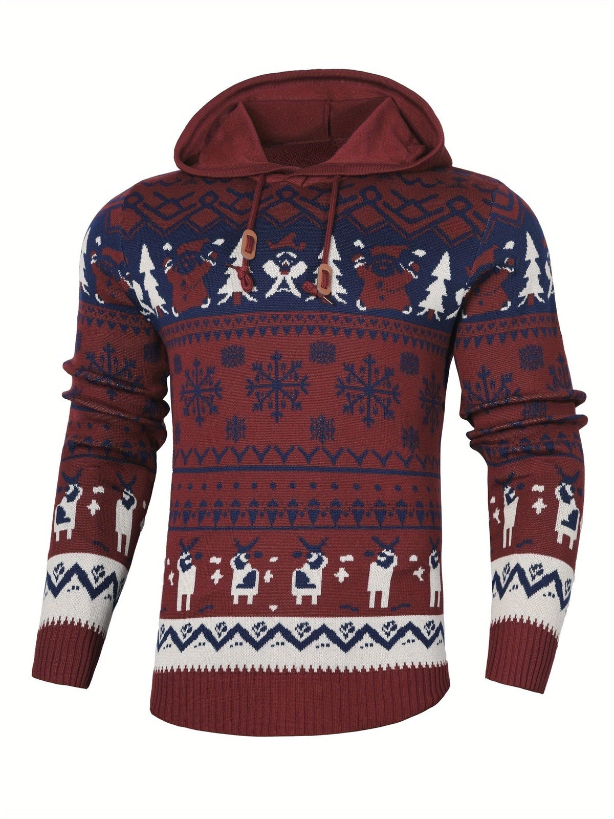 Asher | Men's Reindeer Knit Hooded Christmas Sweater