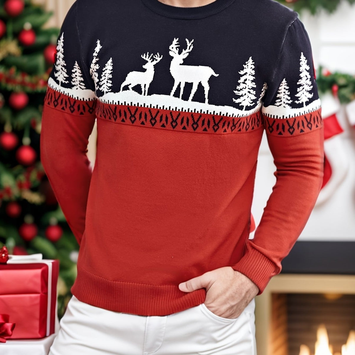 Julian | Men's Reindeer Print Christmas Sweater
