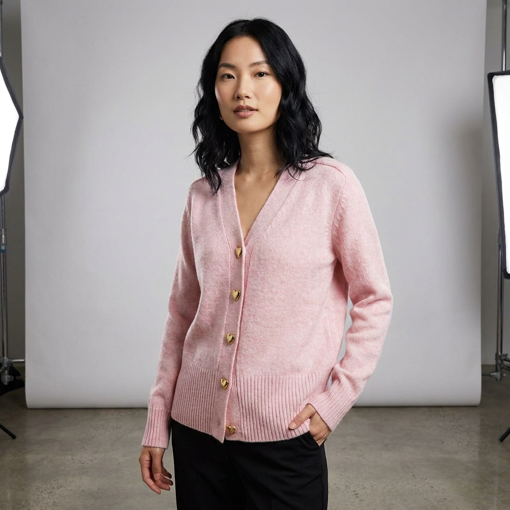 Women’s V Neck Knit Cardigan Button Front Autumn Style