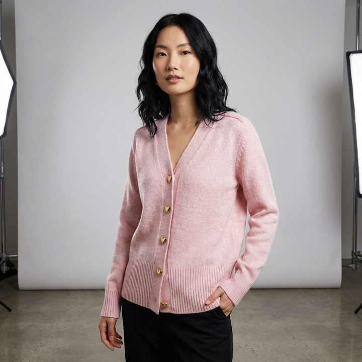 Women’s V Neck Knit Cardigan Button Front Autumn Style
