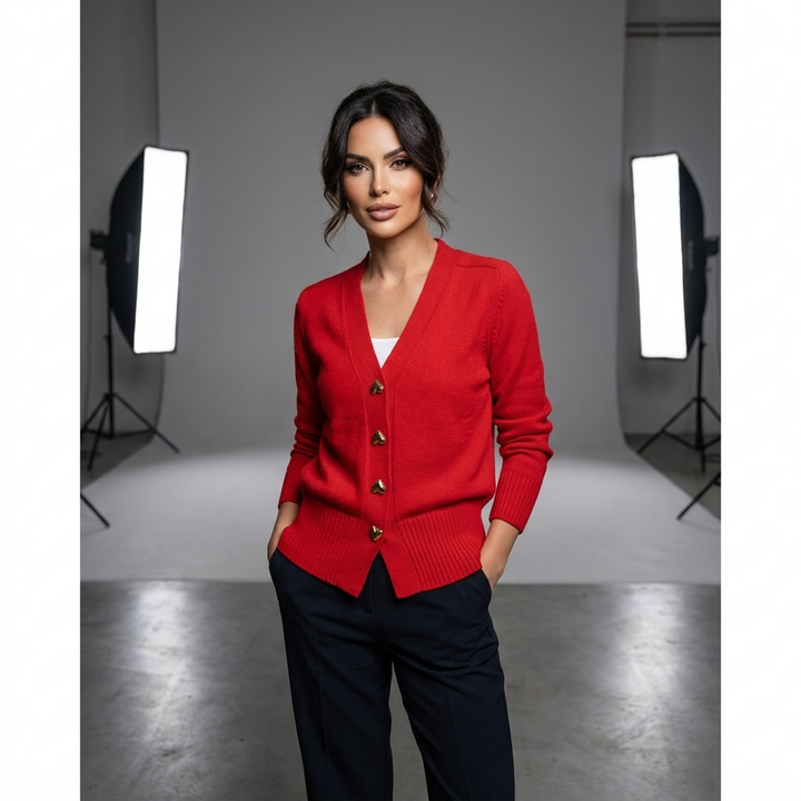 Women’s V Neck Knit Cardigan Button Front Autumn Style