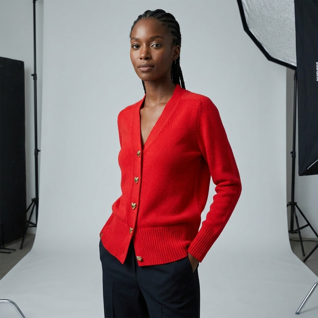 Women’s V Neck Knit Cardigan Button Front Autumn Style
