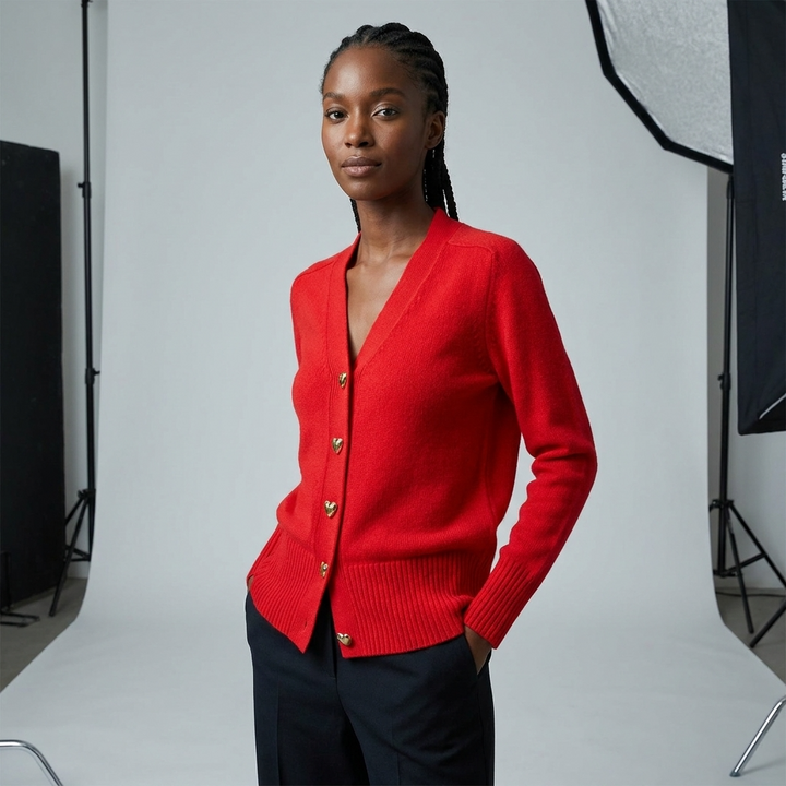 Women’s V Neck Knit Cardigan Button Front Autumn Style