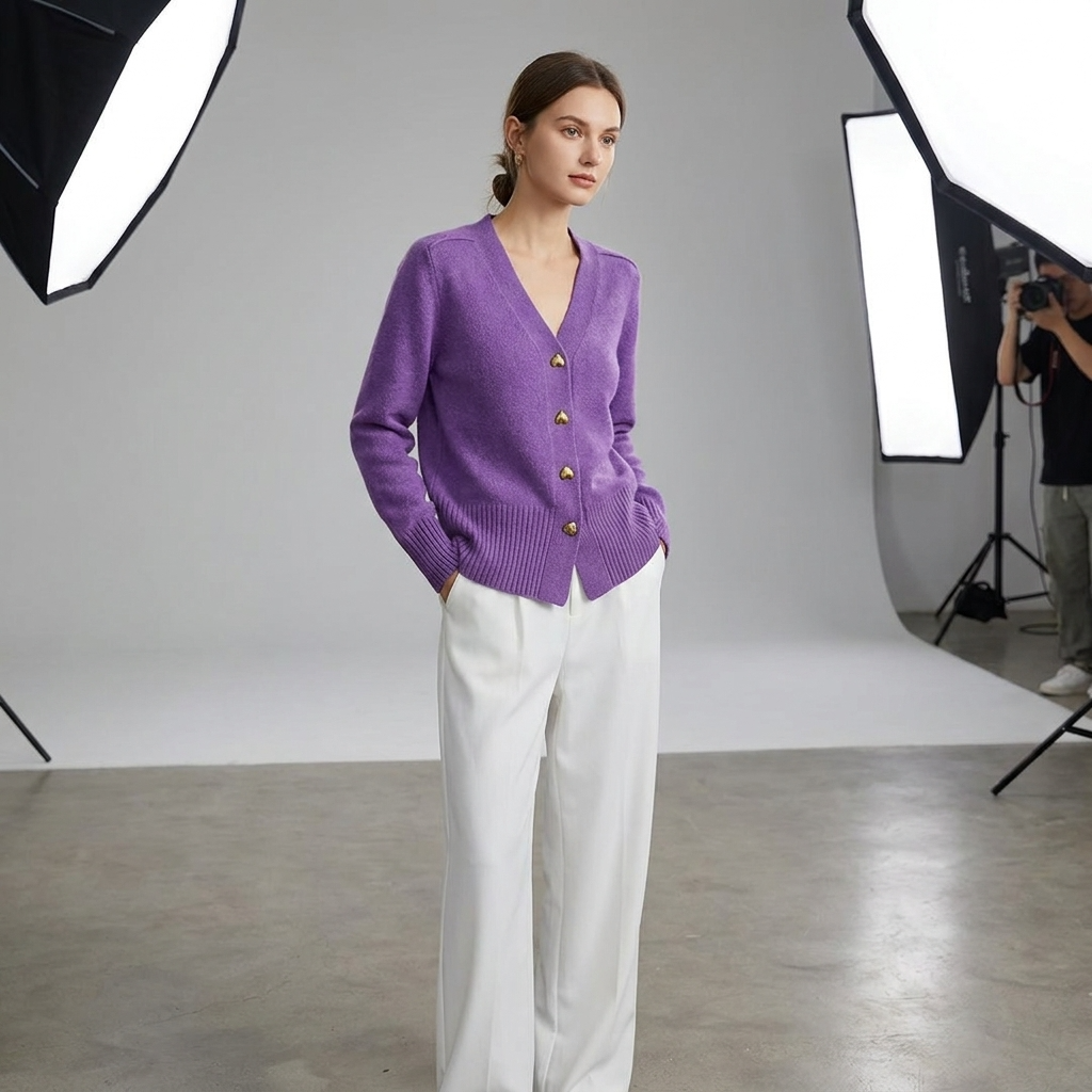 Women’s V Neck Knit Cardigan Button Front Autumn Style