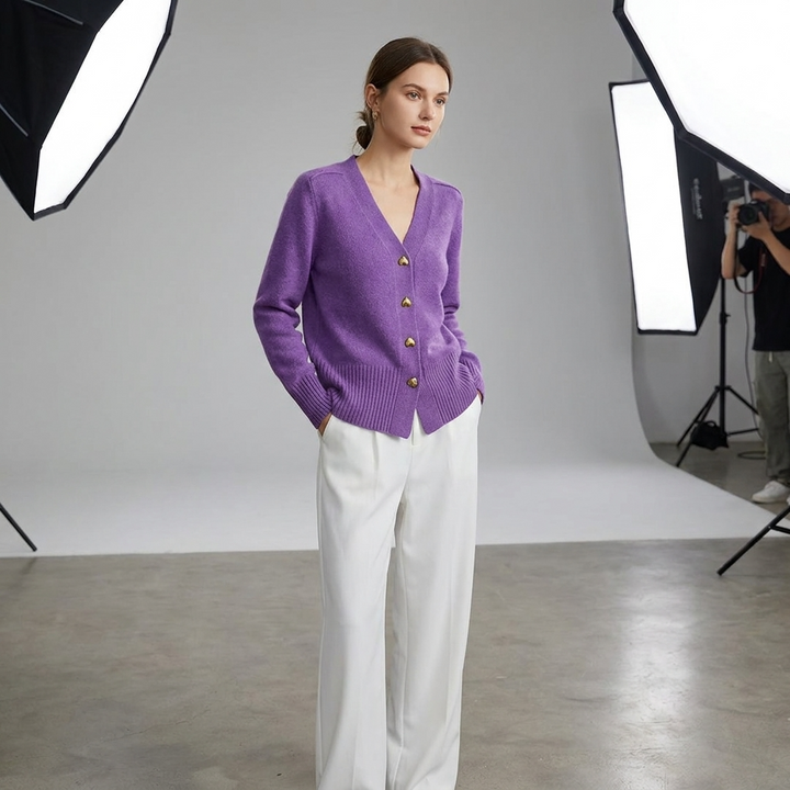 Women’s V Neck Knit Cardigan Button Front Autumn Style