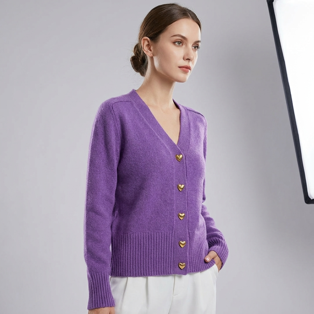 Women’s V Neck Knit Cardigan Button Front Autumn Style