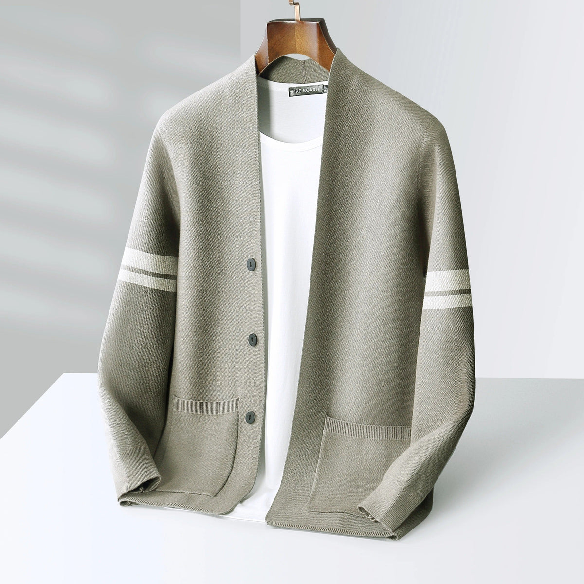 Brady | Men's Striped Knit Cardigan V Neck Button Front