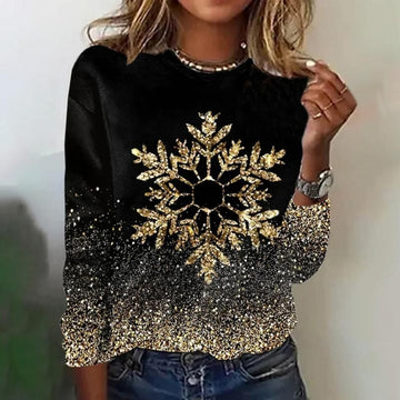 Oaklyn | Women's Sequin Snowflake Long Sleeve Sweater