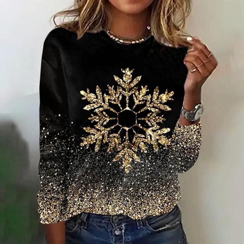 Oaklyn | Women's Sequin Snowflake Long Sleeve Sweater