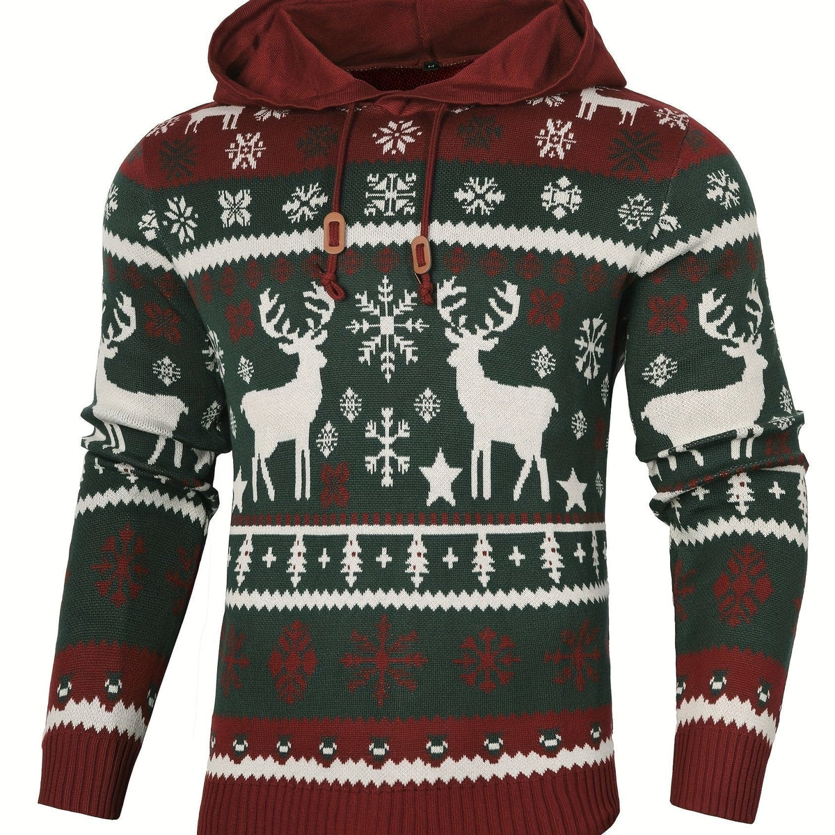 Asher | Men's Reindeer Knit Hooded Christmas Sweater