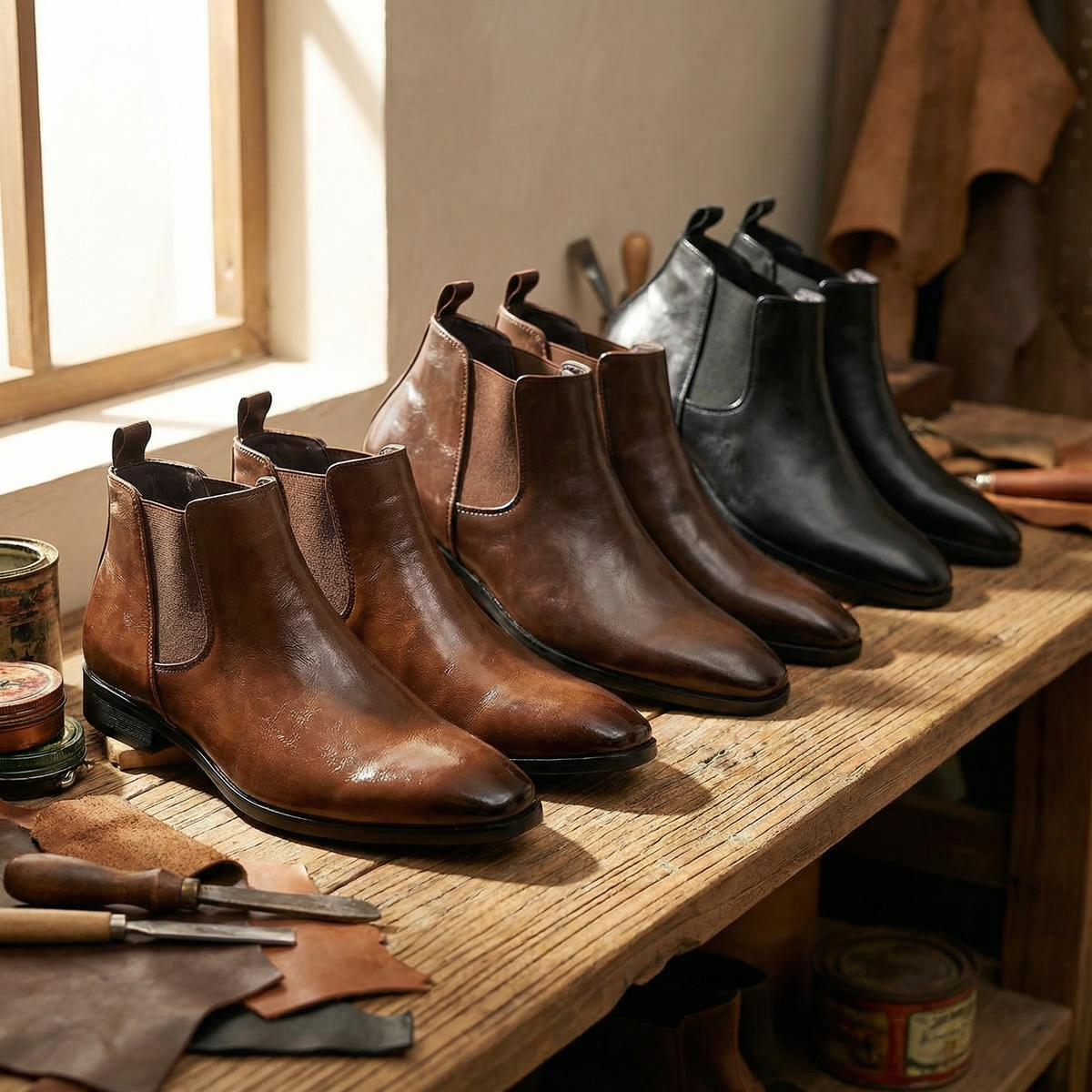 Bodhi | Men's Brown Faux Leather Chelsea Boots