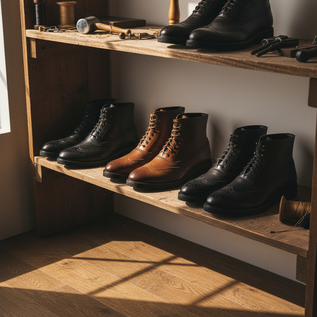 Axel | Men's Brown Leather Wingtip Brogue Boots
