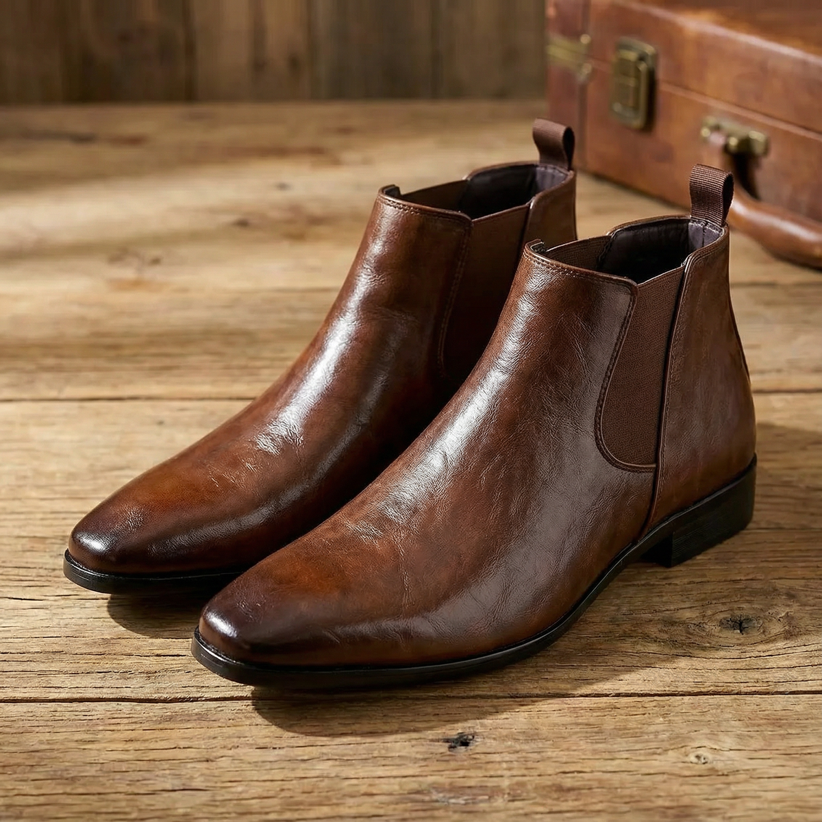 Bodhi | Men's Brown Faux Leather Chelsea Boots