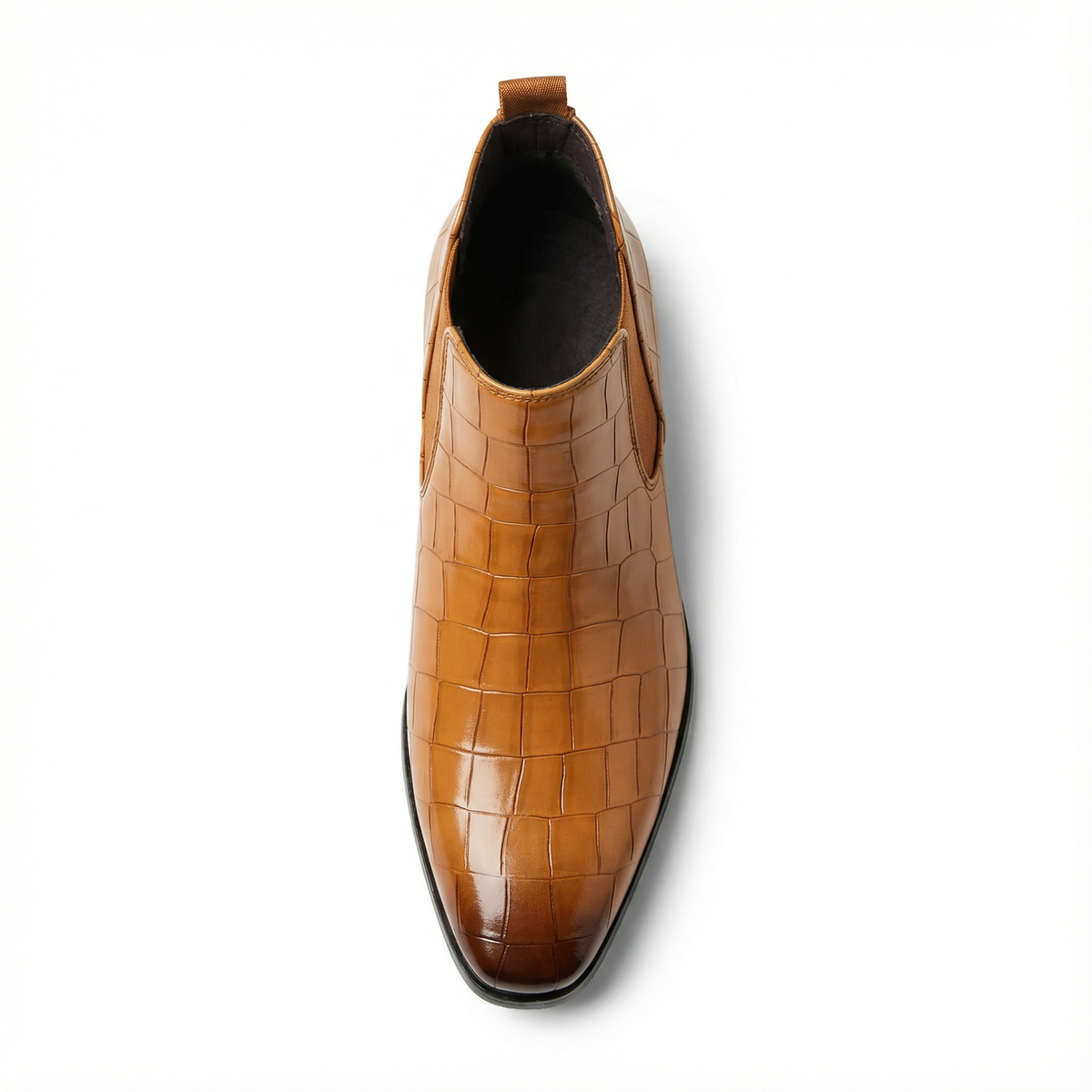 Dallas | Men's Crocodile Embossed Leather Chelsea Boots
