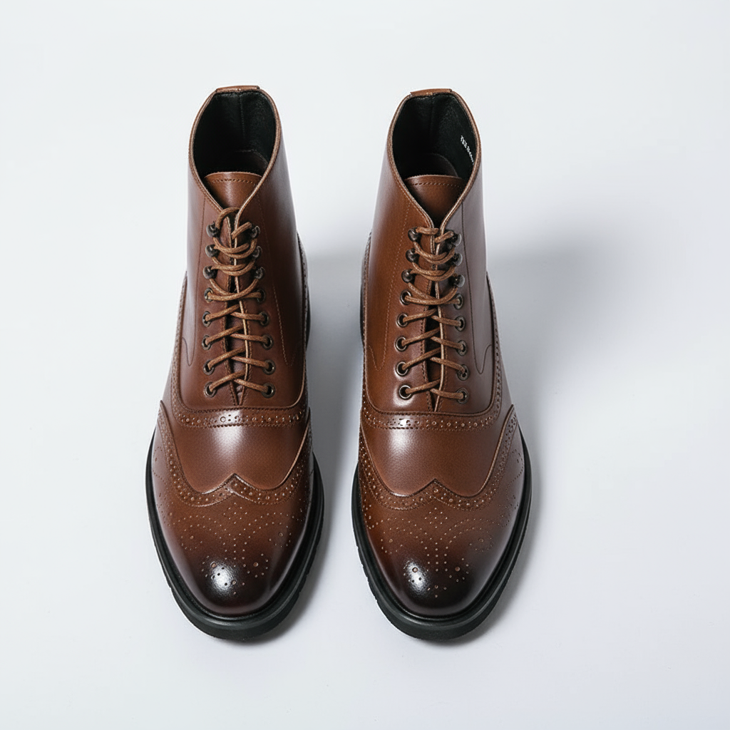 Axel | Men's Brown Leather Wingtip Brogue Boots