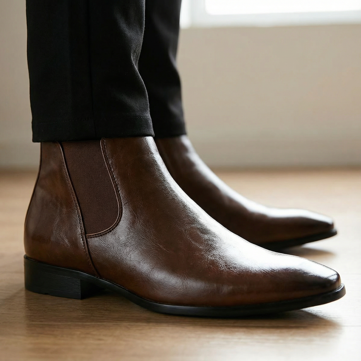 Bodhi | Men's Brown Faux Leather Chelsea Boots
