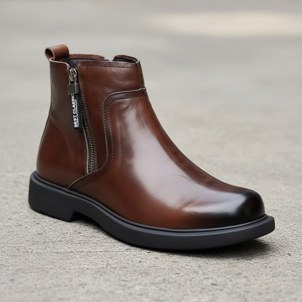 Victor | Men's Leather Zip Up Chelsea Boots