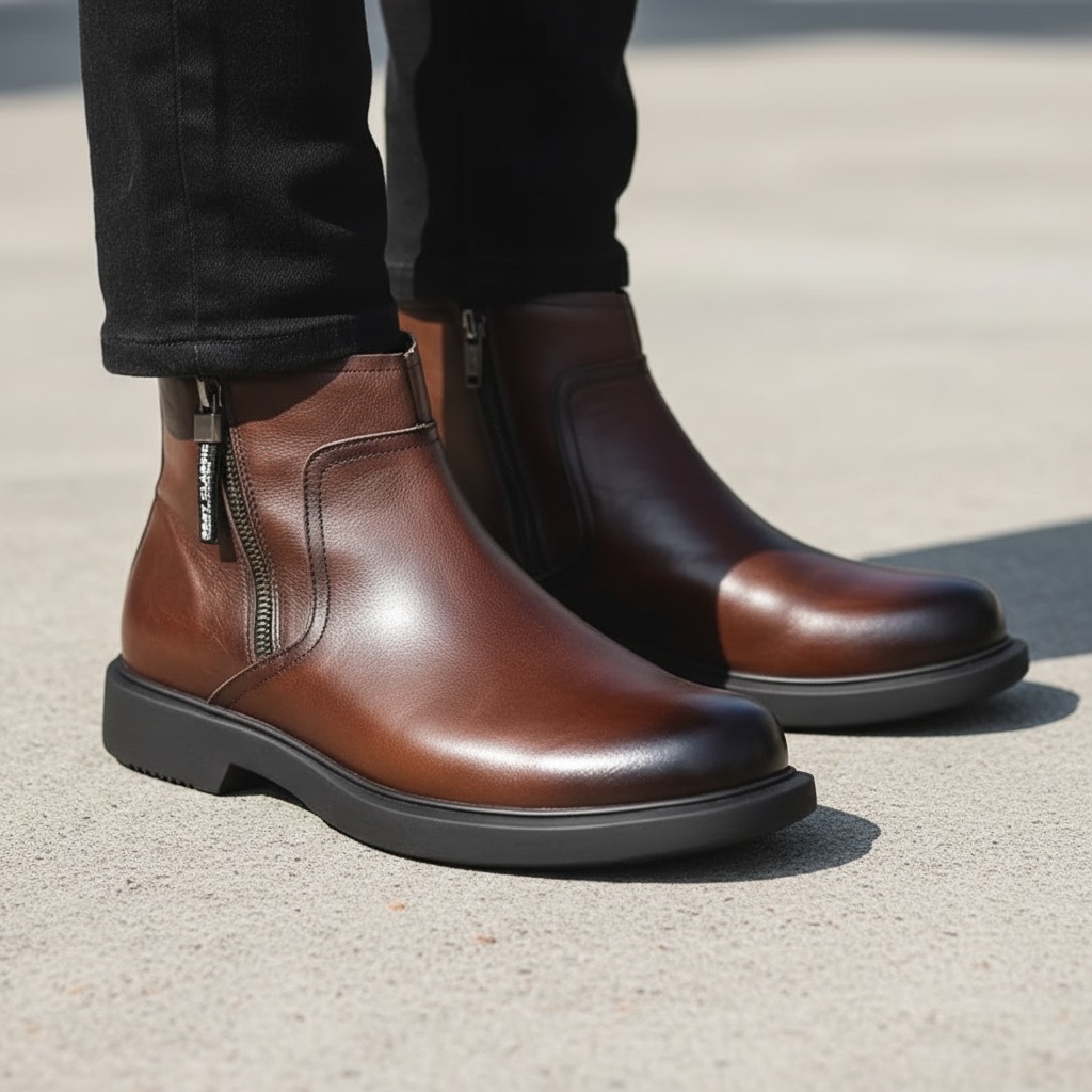 Victor | Men's Leather Zip Up Chelsea Boots