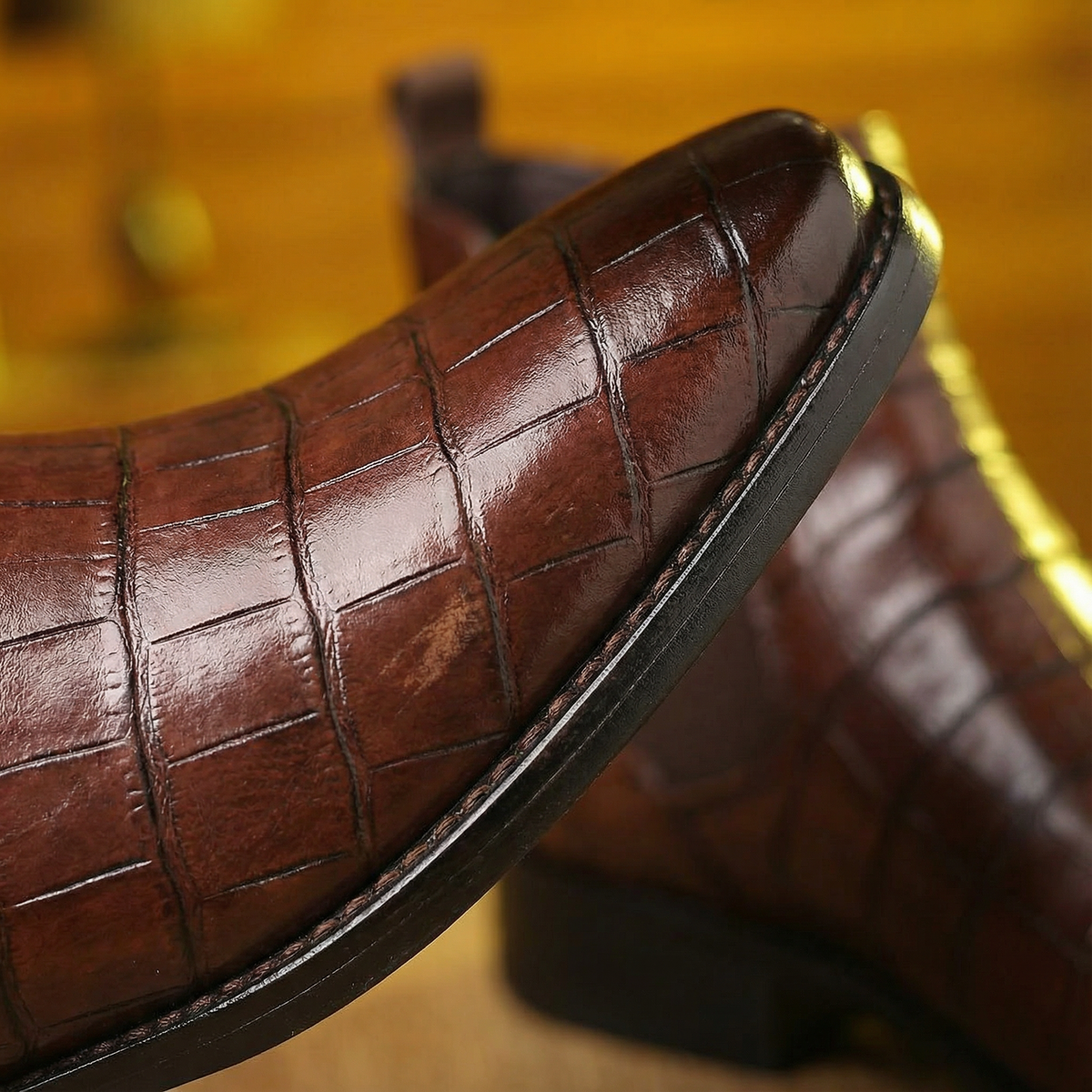 Dallas | Men's Crocodile Embossed Leather Chelsea Boots