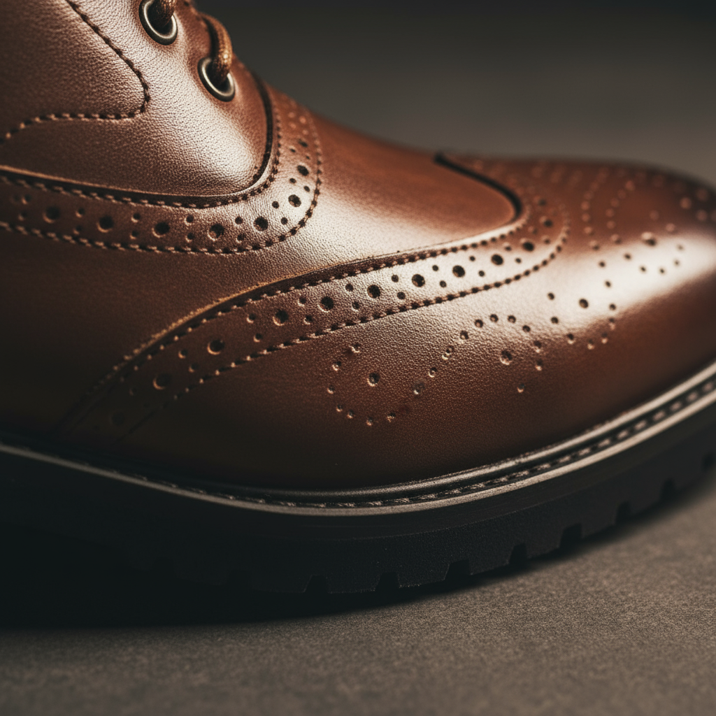 Axel | Men's Brown Leather Wingtip Brogue Boots
