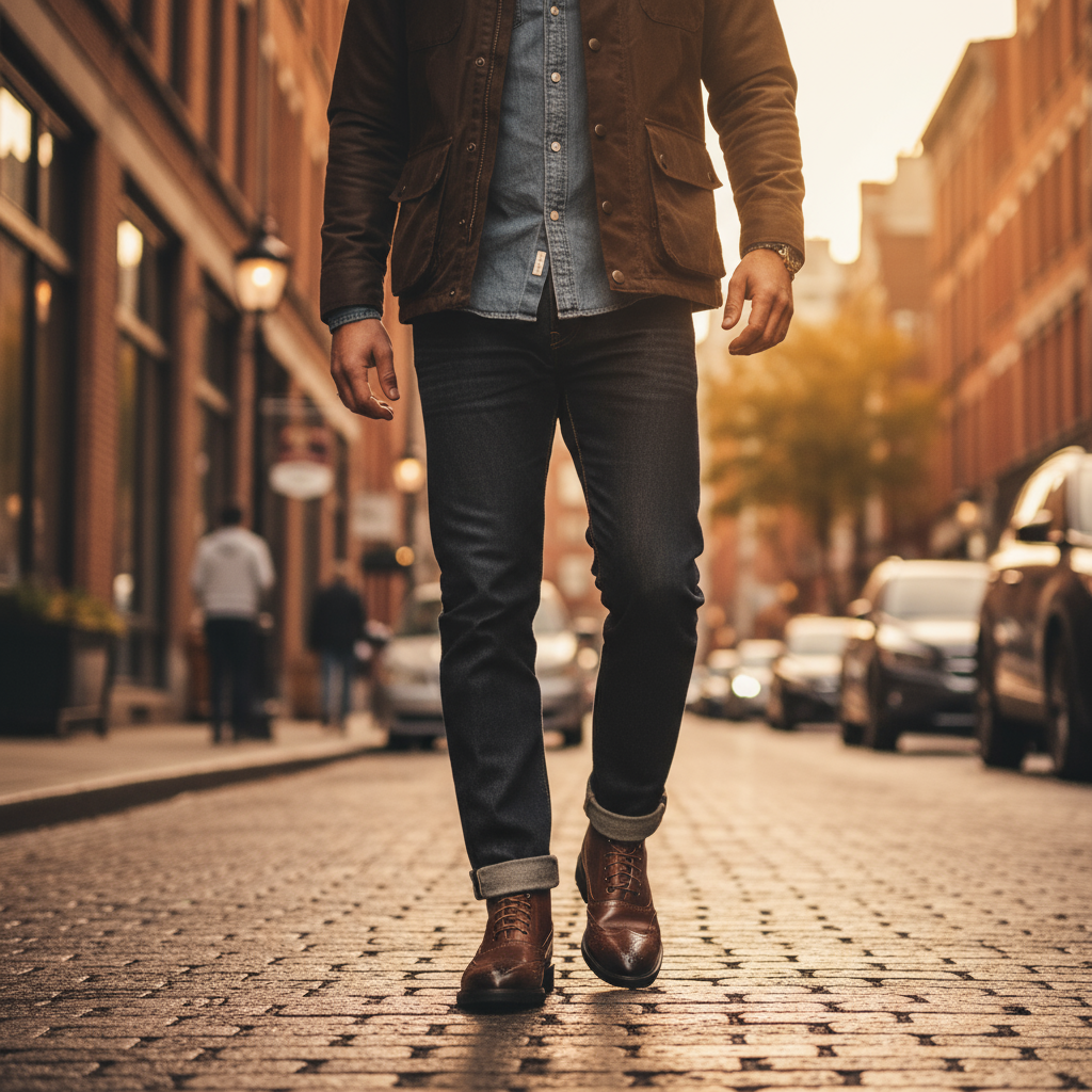 Axel | Men's Brown Leather Wingtip Brogue Boots