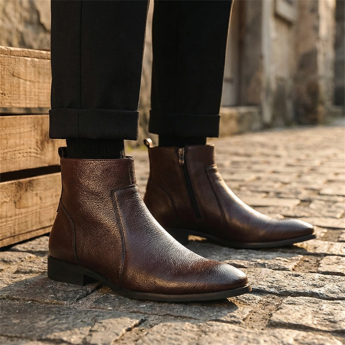 Cody | Men's Leather Chelsea Boots with Zip