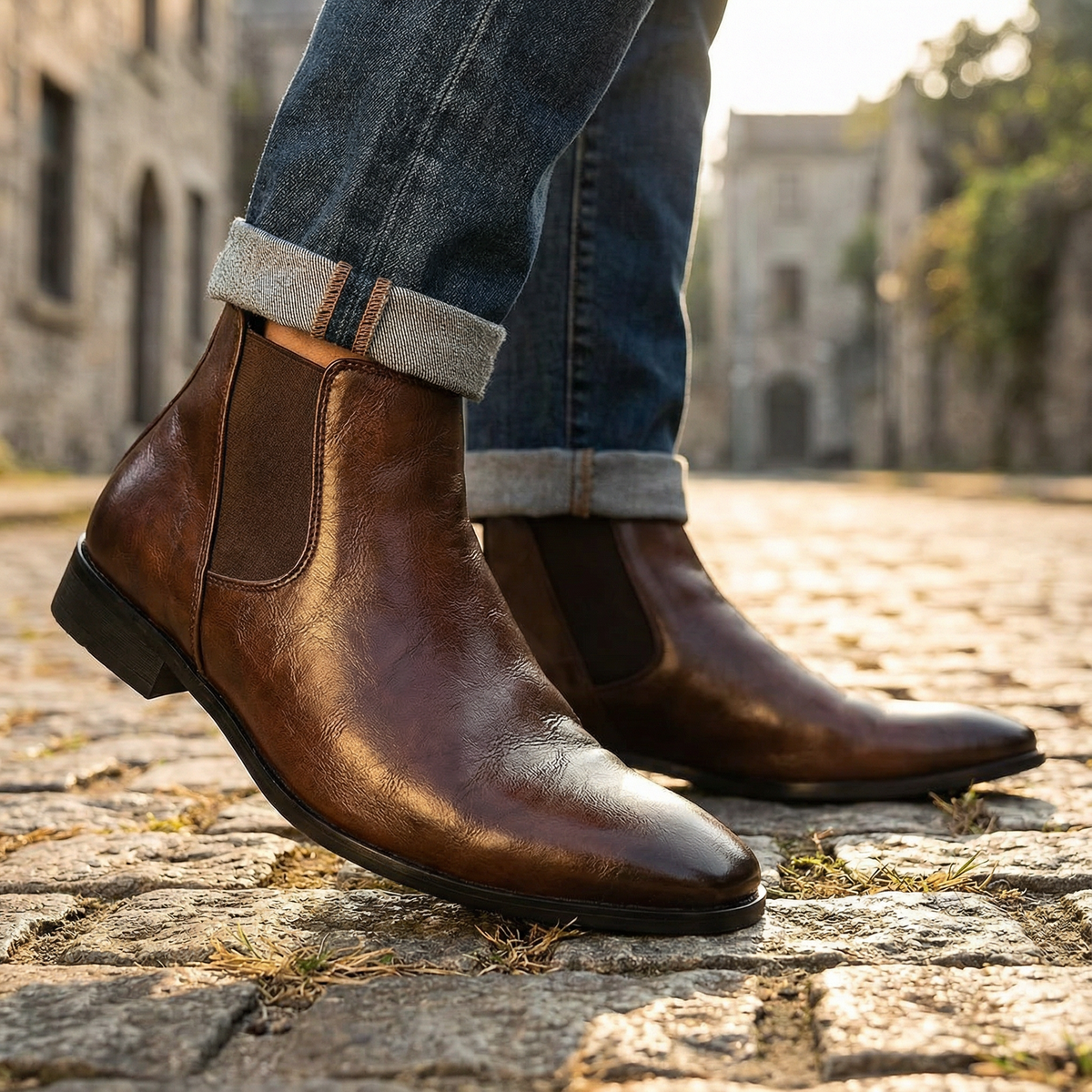 Bodhi | Men's Brown Faux Leather Chelsea Boots