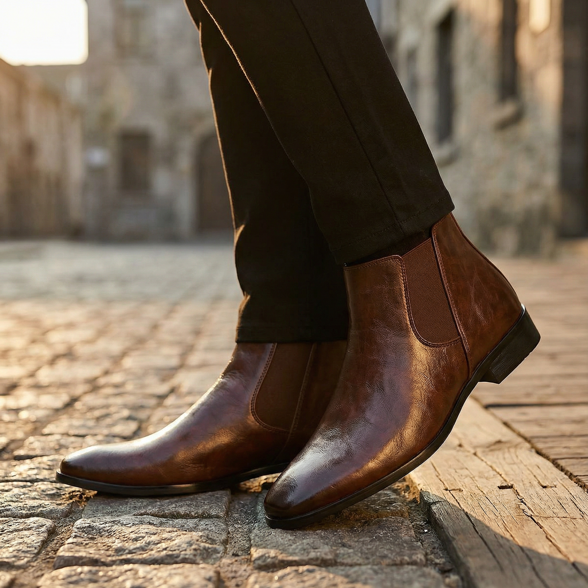 Bodhi | Men's Brown Faux Leather Chelsea Boots
