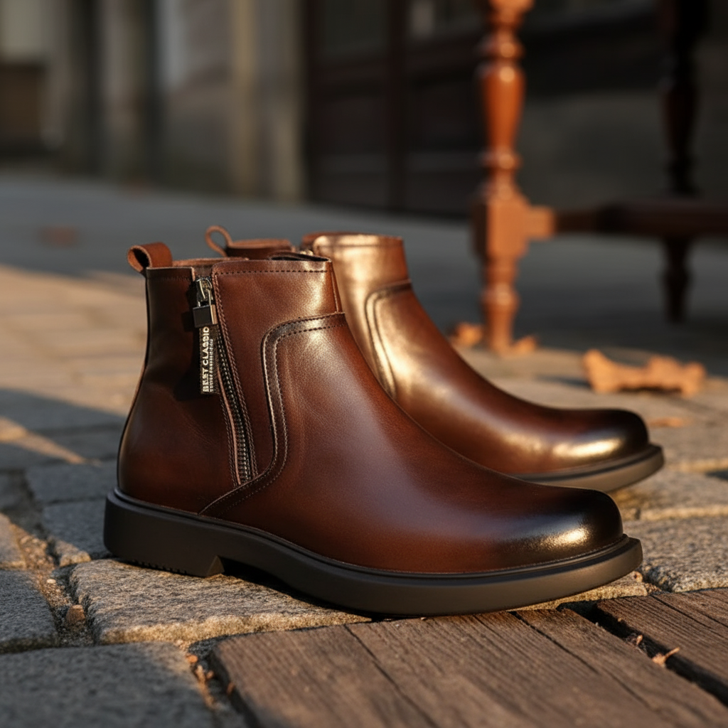 Victor | Men's Leather Zip Up Chelsea Boots